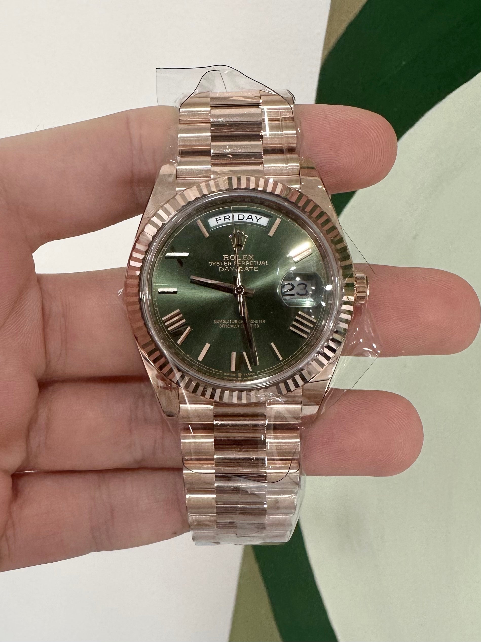 Olive Green Dial Rolex Presidential Rose Gold Price Rolex Day