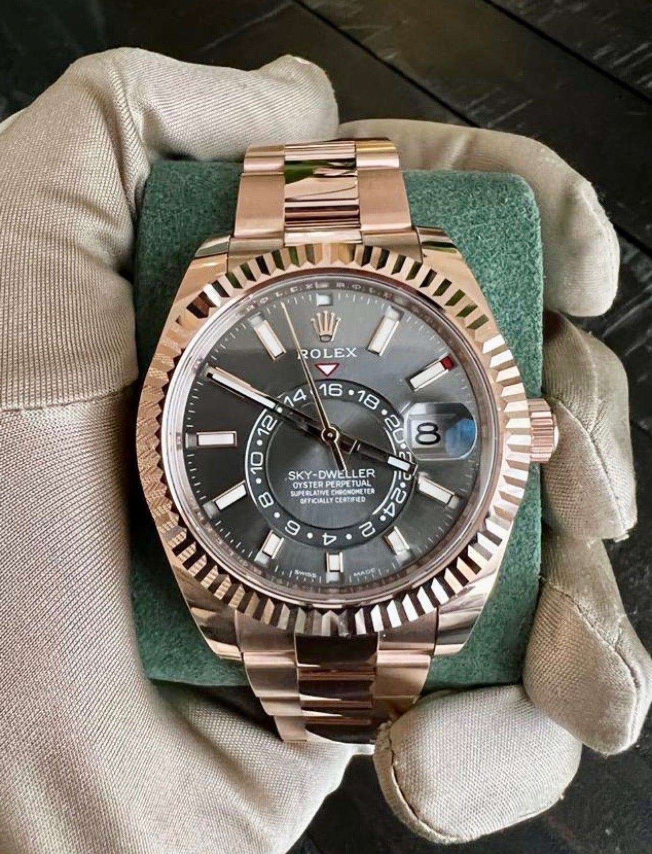 Rolex sky dweller rose gold grey dial Clearance