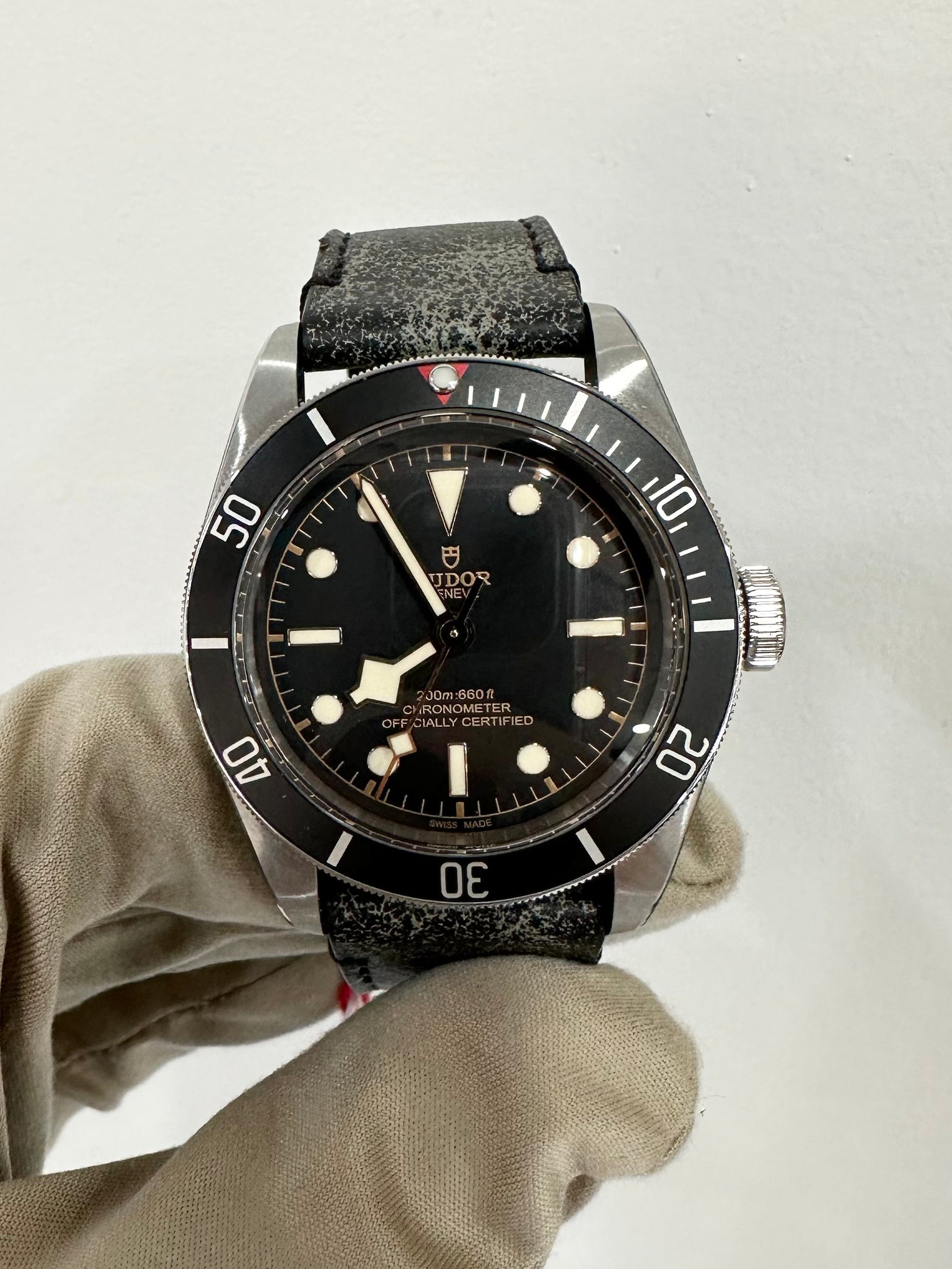 Tudor Black Bay Heritage 41mm Black on leather strap (Brand New)