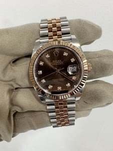 Rolex Datejust 41mm Two Tone Rose Gold with chocolate diamond dial